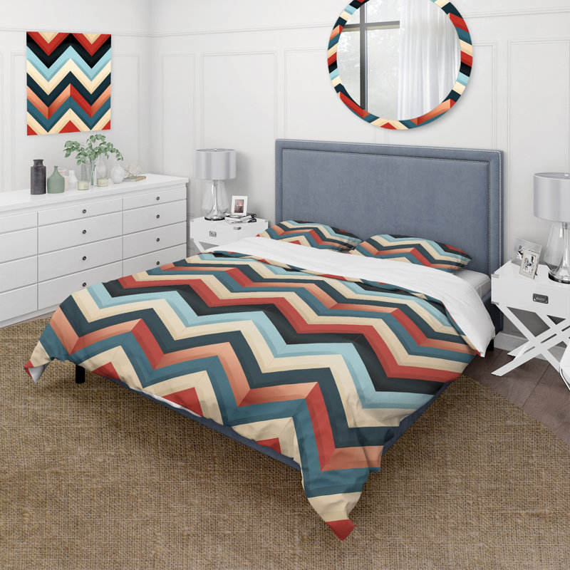 Ensemble de housse de couette à motif de chevrons multicolores Urban Geometric I