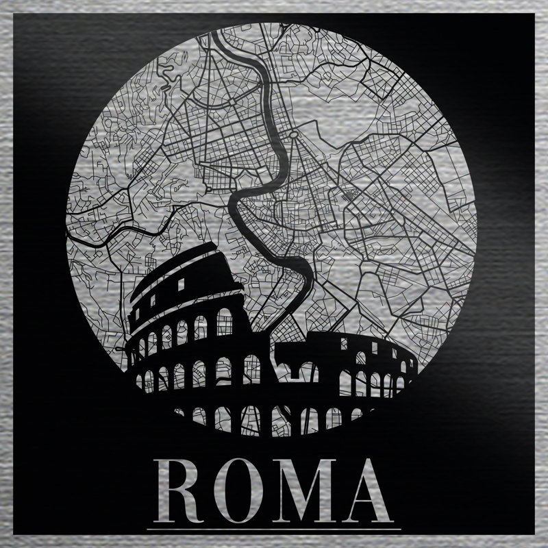 Roma Map - 7 Piece No Frame Print on Metal