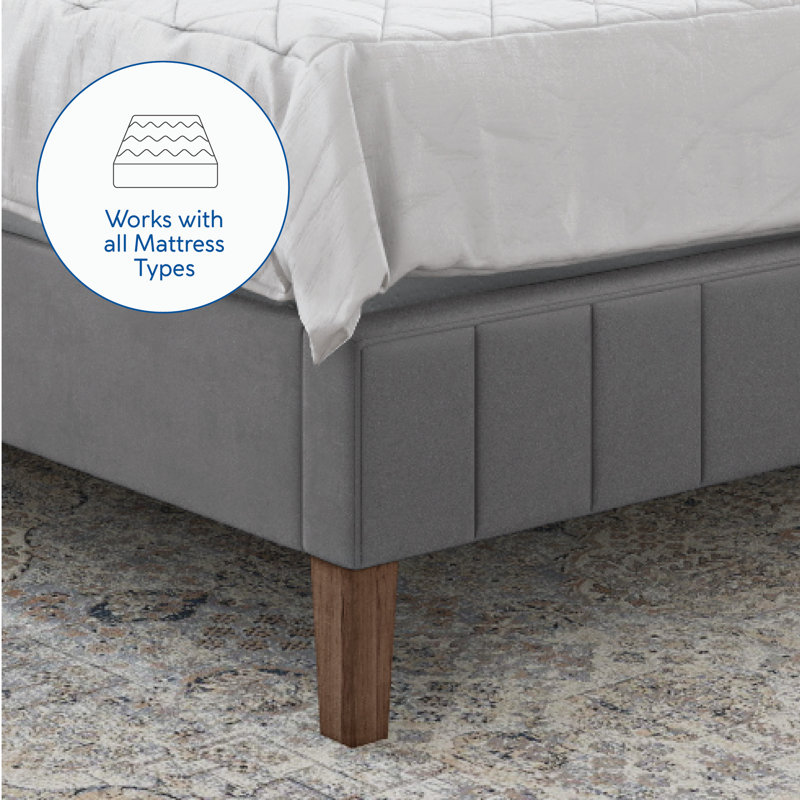 Moniz Upholstered Platform Bed, Peyton Slate, Queen