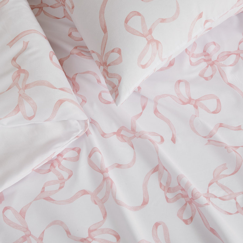 Ensemble de housse de couette en microfibre, Housse de couette simple + 1 taie décorative stan, Rose géométrique