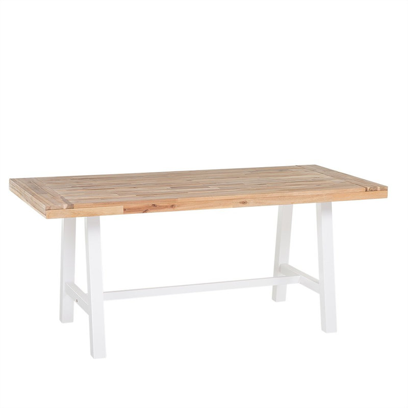 Tinna Rectangular Acacia Outdoor Dining Table , 170cm cm W 80cm cm D, White