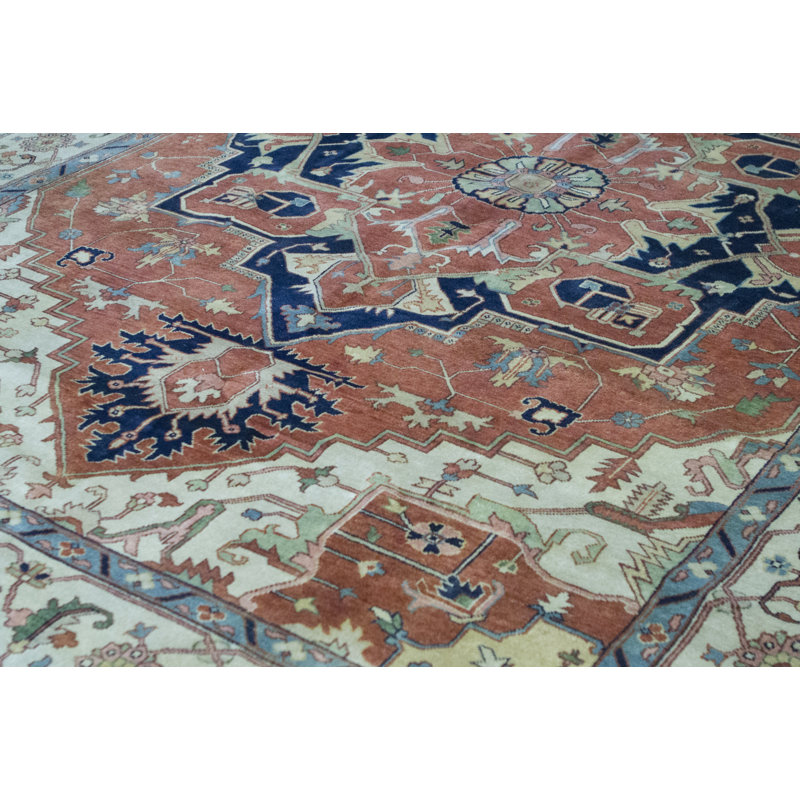 Tapis rouille et beige noué à la main de haute qualité