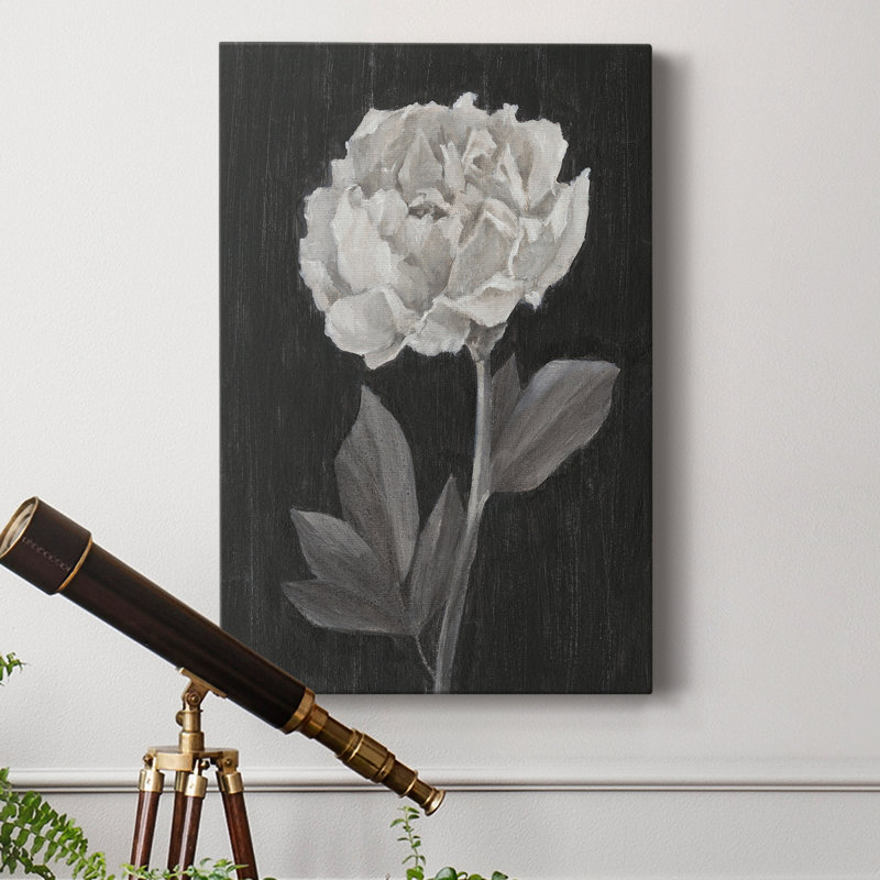Fleurs noires et blanches IV - reproduction sur toile tendue, H 36 po x l 24 po x P 1 po