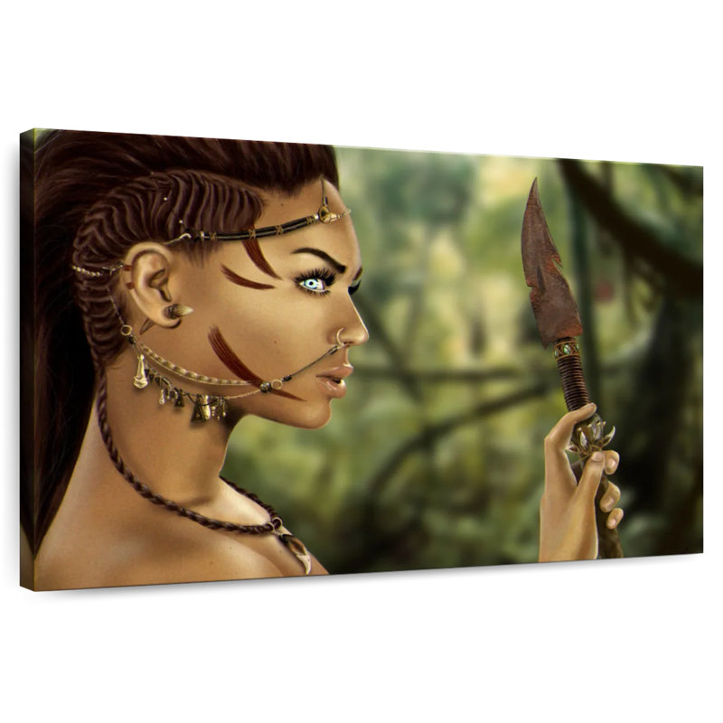 Leisha Female Native American, 34" H x 51" W