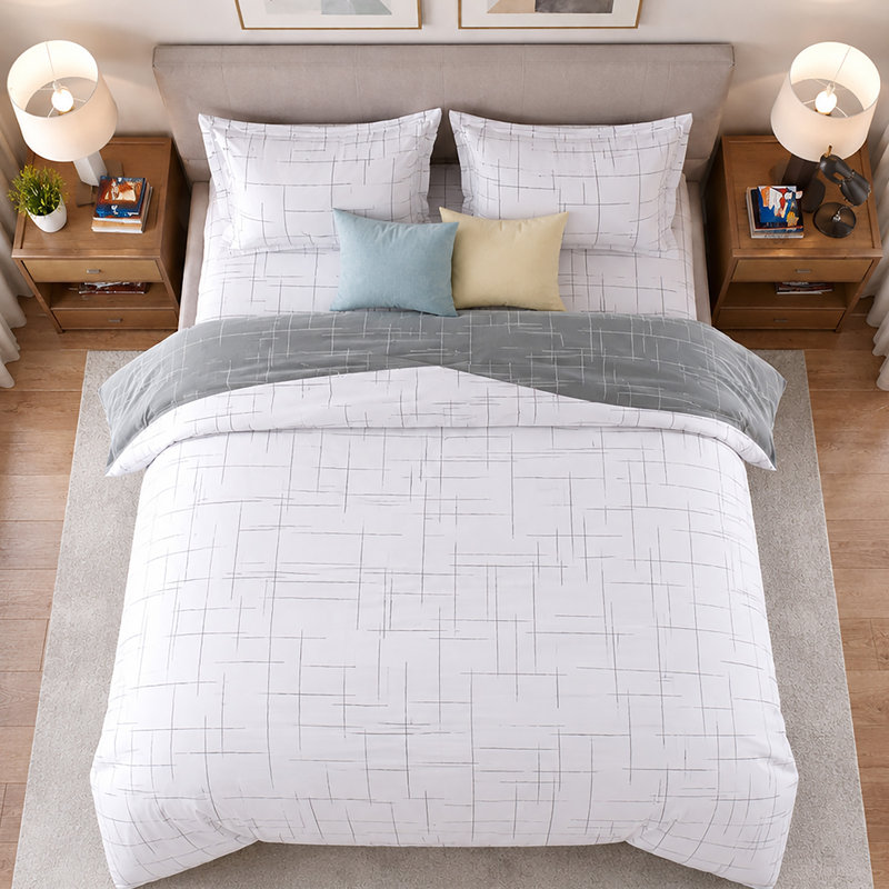 Microfiber Geometric Duvet Cover Set, SUPER KING