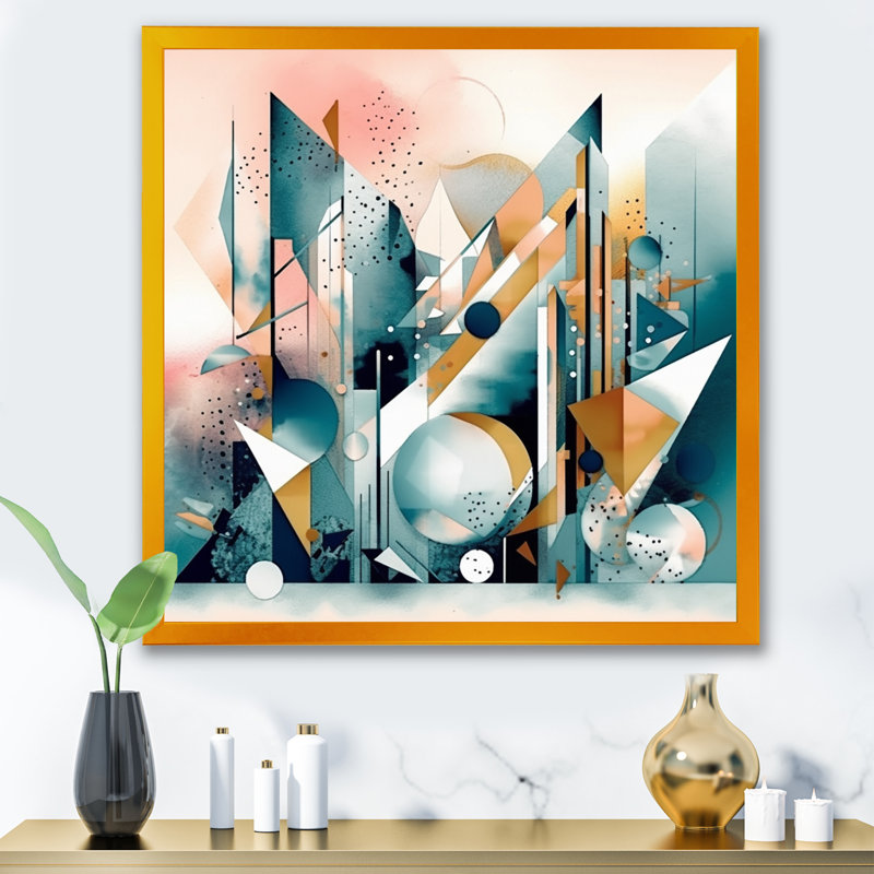 «Blue and Pink Embracing Cubism II - Minimalisme», impressions d'art mural, H 24 po x l 24 po x P 1 po