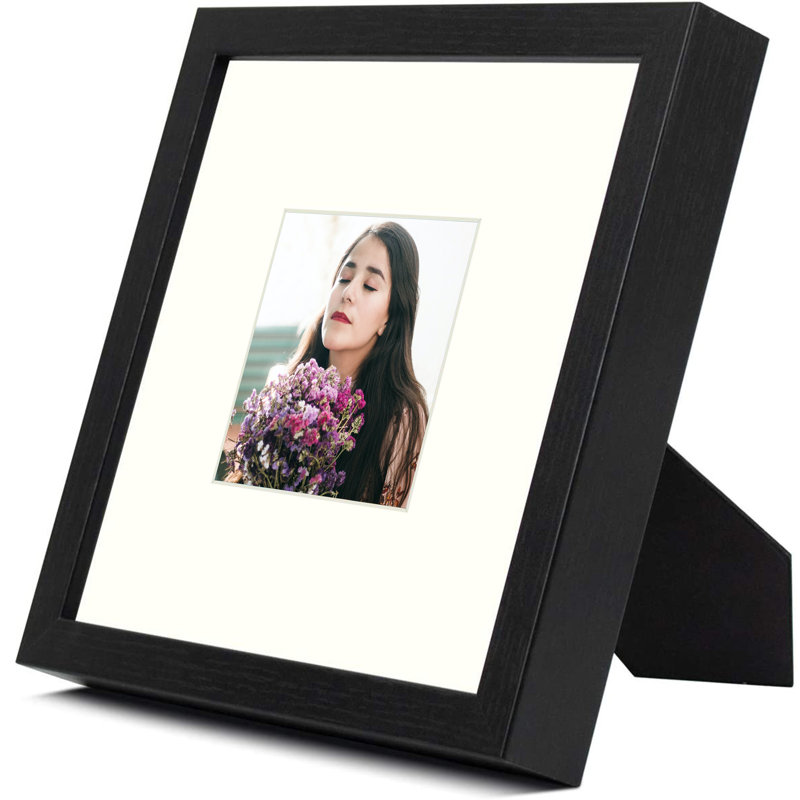 Cadre photo Nickolas Classic avec passe-partout ivoire, 8 po x 8 po, Noir