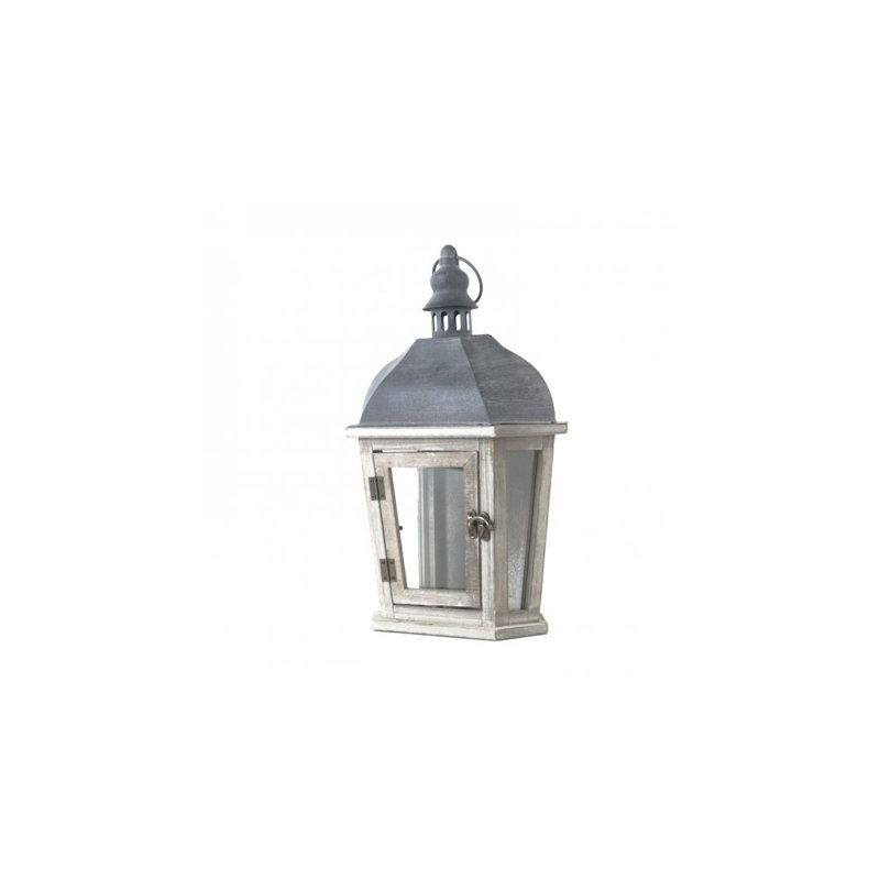 15.6'' H Tabletop Lantern, Gray