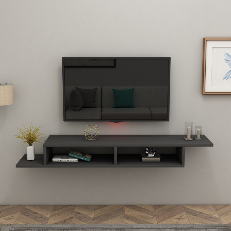Meuble télé moderne anthracite de 47,2 po x 11,6 po x 7,2 po | 100% panneau de particules enduit de mélamine, épaisseur: 0,7 pouce | Conception élégante pour les espaces de salon et de divertissement, solution de rangement durable et élégante