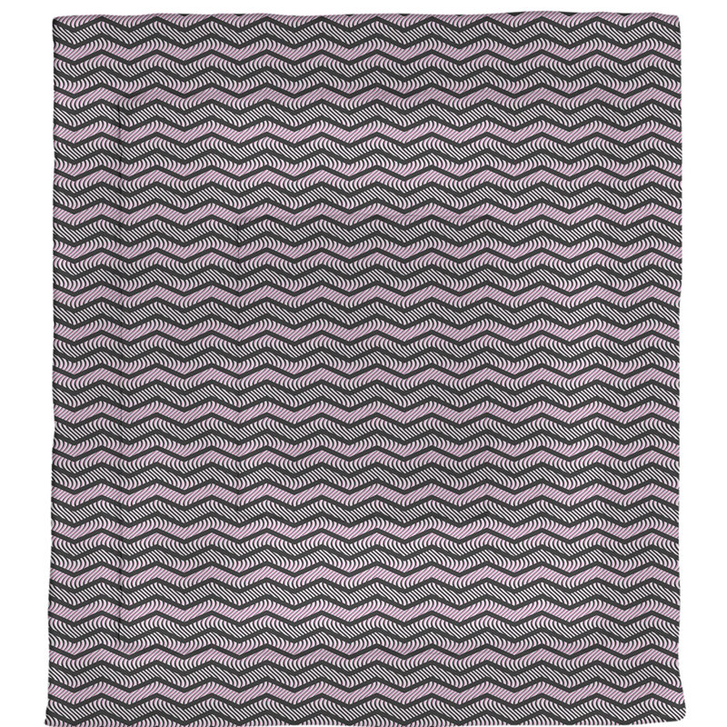 Édredon simple en microfibre à chevrons ondulés Rhonda Cheval, Édredon très grand, Noir / Rose