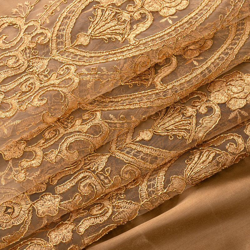 Ekene Window Curtain With Attached Valance & Backing, Gold