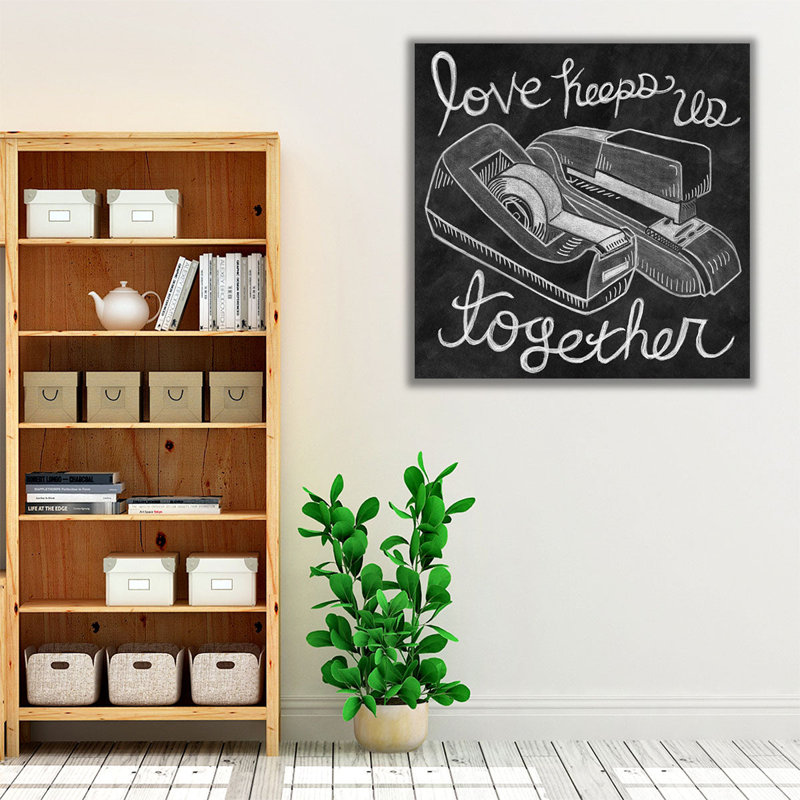 «Love Keeps Us Together Chalk Black and White», reproduction d'art sur toile, H 20 po x l 20 po