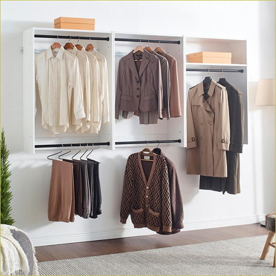 Closet Systems | Devi Modern White Wood Modular Wall-Mounted Closet | White | Wood