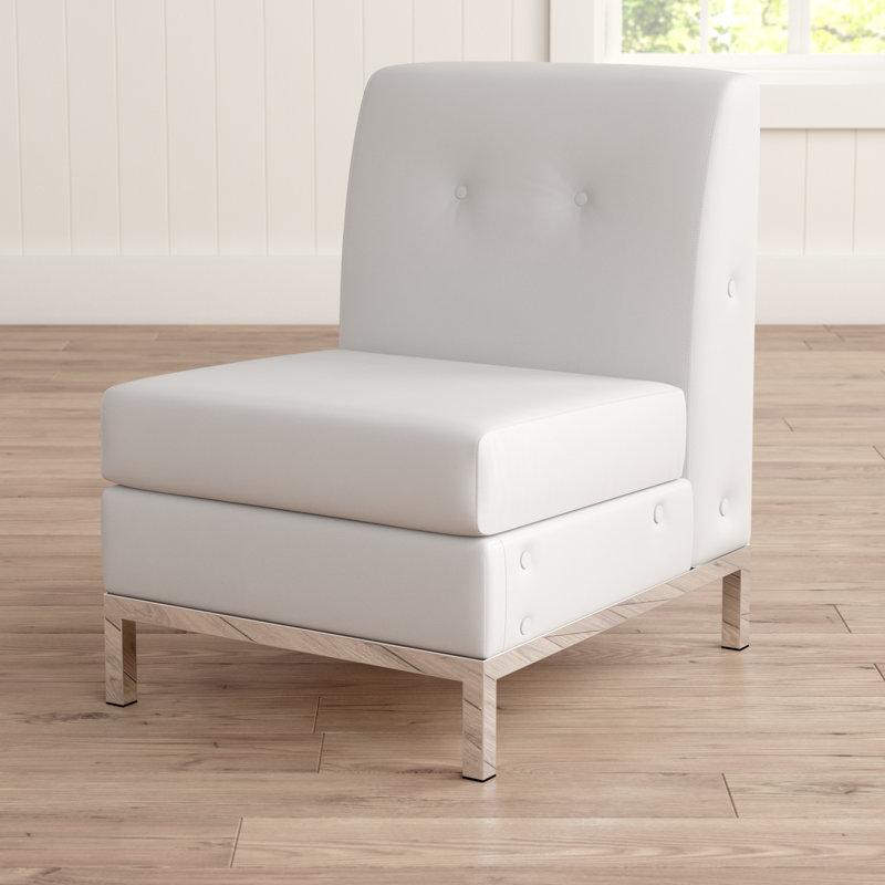 Allyce Faux Leather Seat Reception Chair with Metal Frame, White
