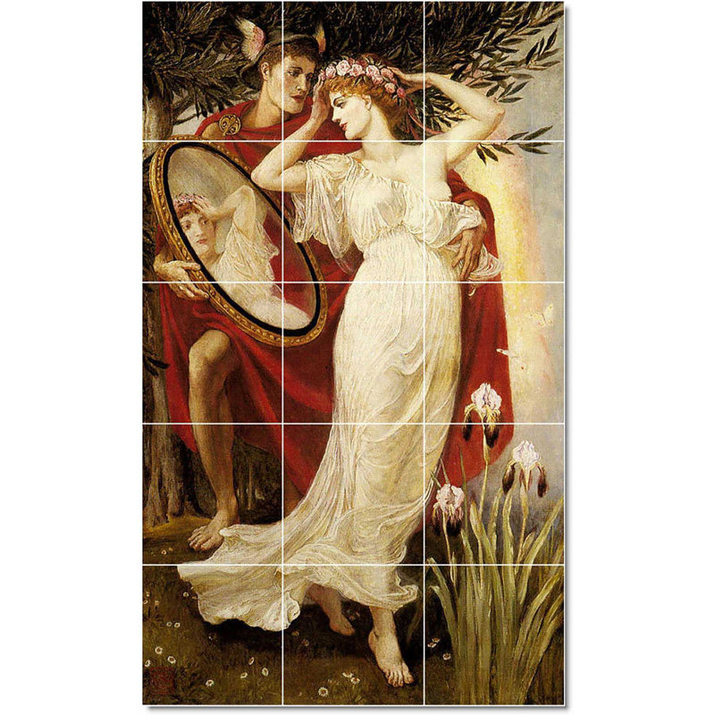 Carreau de céramique décorative 18 po x 30 po 6 po x 6 po, Femme Walter Crane W22261