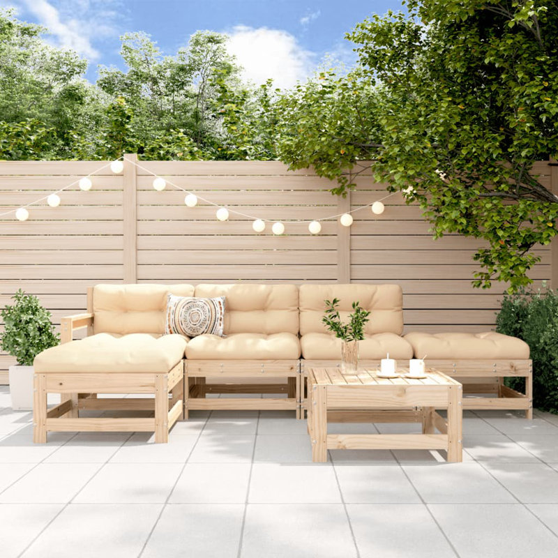  Ensemble de salon de jardin modulaire, Coussin brun / structure brune