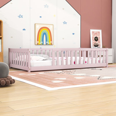 Twin Floor Bed With Safety Guardrails by Harriet Bee