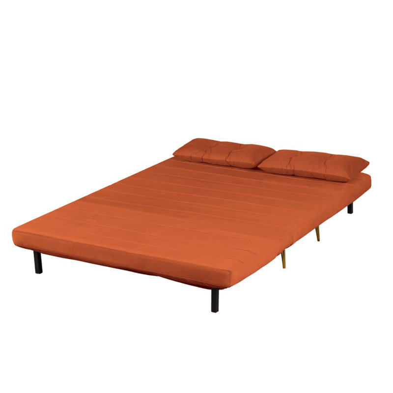 Guille 2 Seater Sofa Bed, Orange Velvet, 79cm H x 146cm W x 81cm D