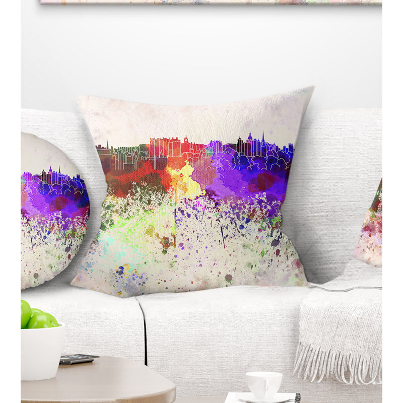 Coussin Edinburgh - Horizon - imprimé paysage urbain, Rectangulaire, 12 po x 20 po