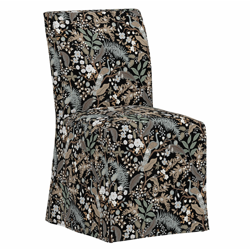 Frances Slipcover Dining Chair, Rpc Peacock Black Linen