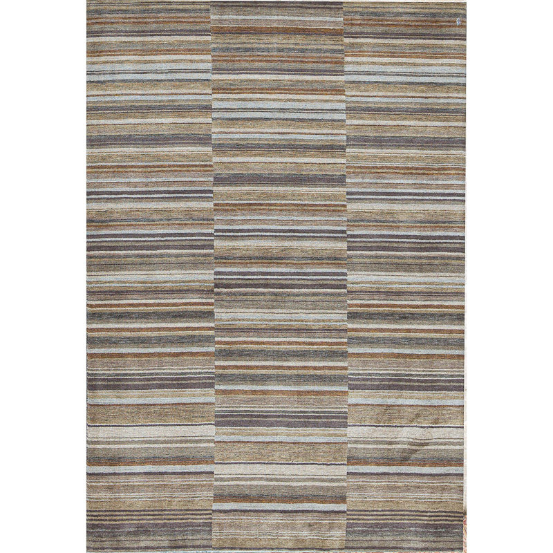 Tapis brun et multicolore de haute qualité noué à la main