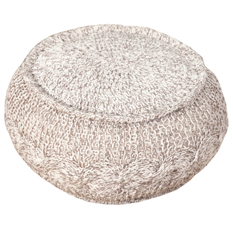 Hawley Cable Knit Cotton Upholstered Ottoman Pouf