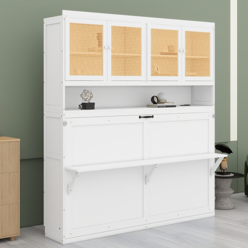 Lit escamotable avec armoire supérieure et lit escamotable Murphy, Blanc