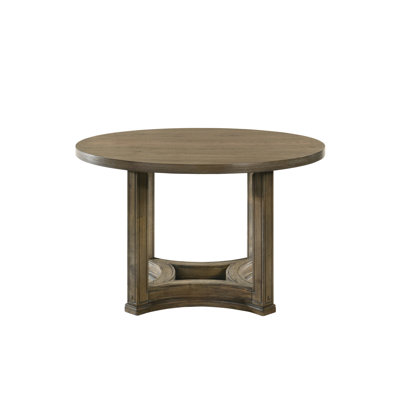 Table de salle à manger ronde en chêne vieilli - plateau de table de 45 mm d'épaisseur, 95 lb, structure de finition, capacité de poids de 100 lb, hauteur de 30 po, élégante