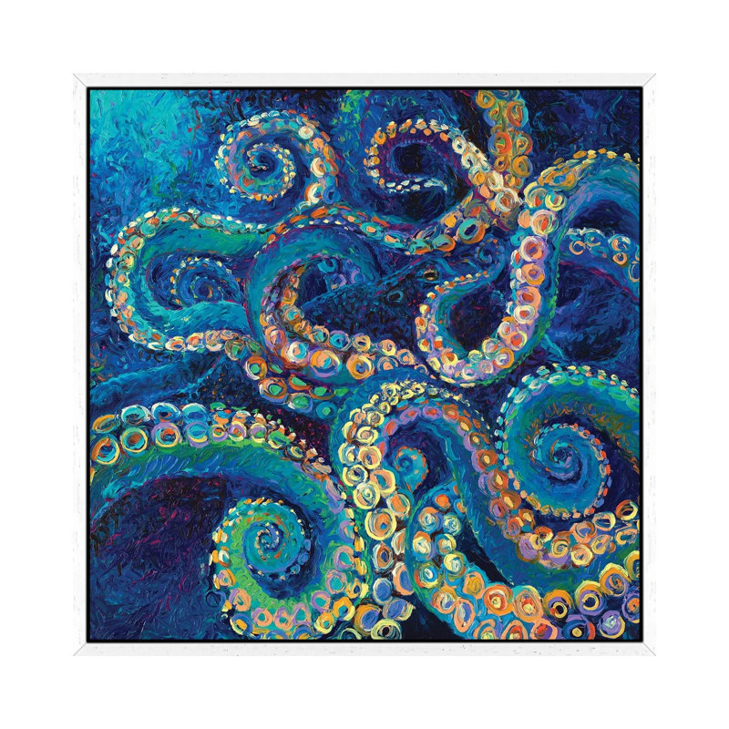 Tentacollage II by Iris Scott - Floater Frame Square Print on Canvas, 66.04 cm H x 66.04 cm W, White Framed