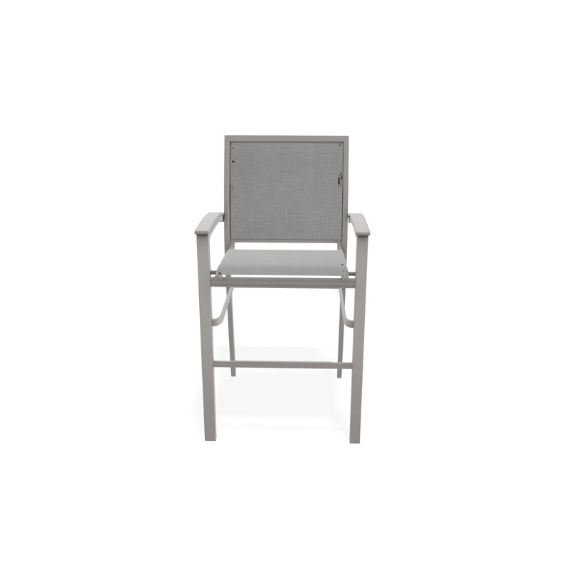 Chaise de café empilable en aluminium Bazza, Gris chaleureux, Alliage Sunbrella®