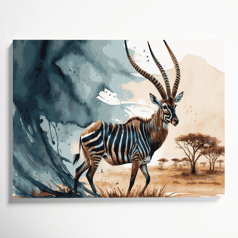 Faune, art mural sur toile beige Kudu, H 12 po x l 18 po