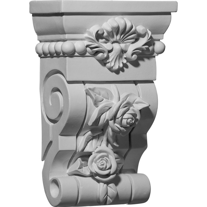 Endurathane Rose Corbel, 6 1/2"W x 3 5/8"D x 10 1/8"H, Factory Primed