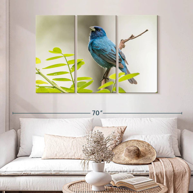 Brampt Indigo Bunting Bird, 32" H x 50" W