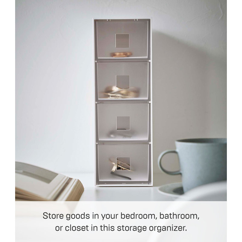 White 4-Tier Rectangular Plastic Jewelry Organizer