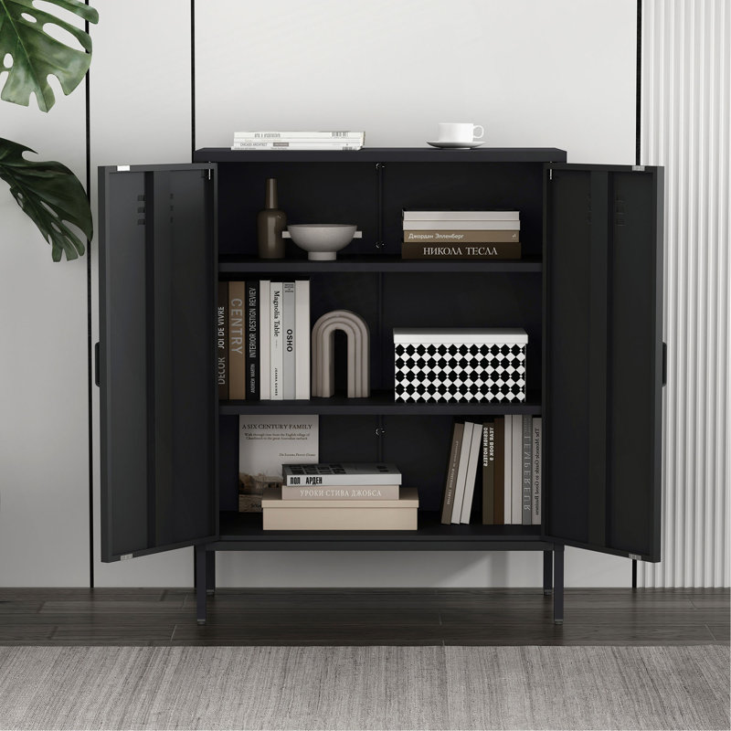 Naomi 32" Metal Accent Cabinet, Black