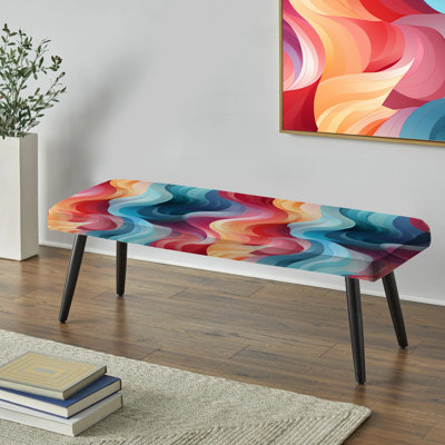 Banc rembourré rayé noir Toscano