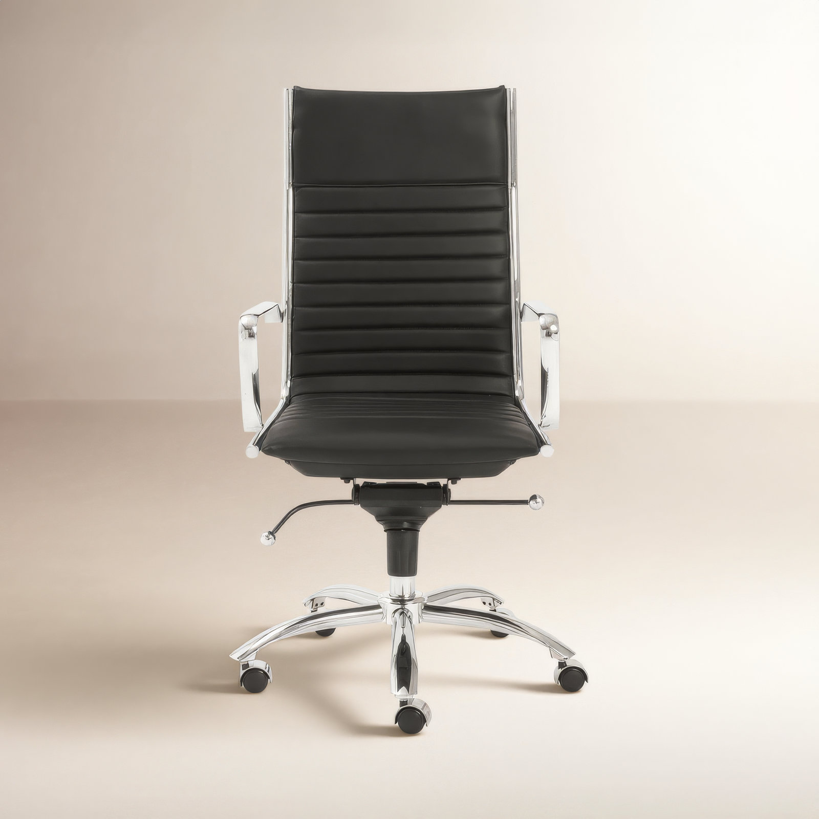 Naida Swivel Office Chair, Chrome, Black Faux Leather
