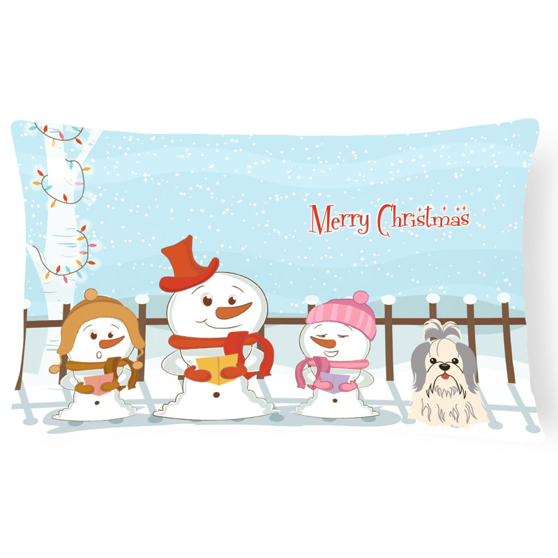 Coussin lombaire intérieur / extérieur Merry Christmas, Argent/blanc