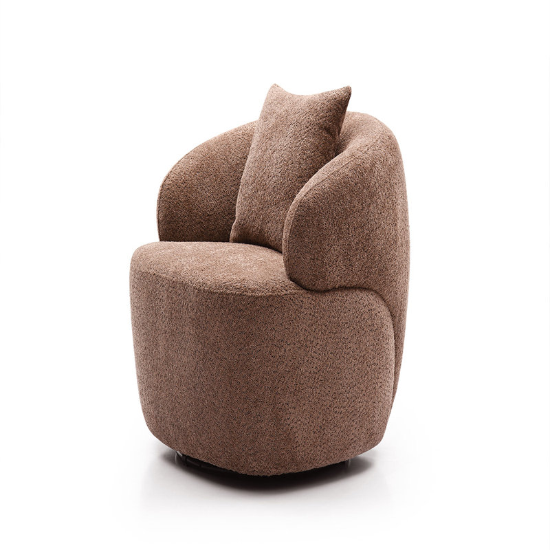 35'' Wide Upholstered Barrel Chair, Brown Fabric