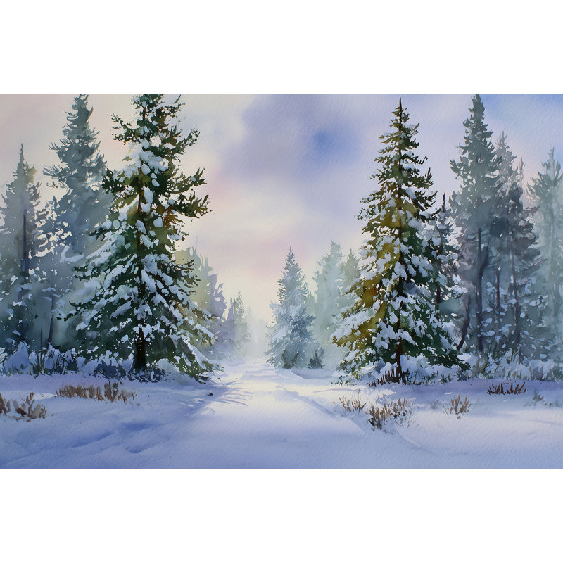 «Blue Hills Winter Birches», art mural sur toile tendue, H 36 po x l 48 po