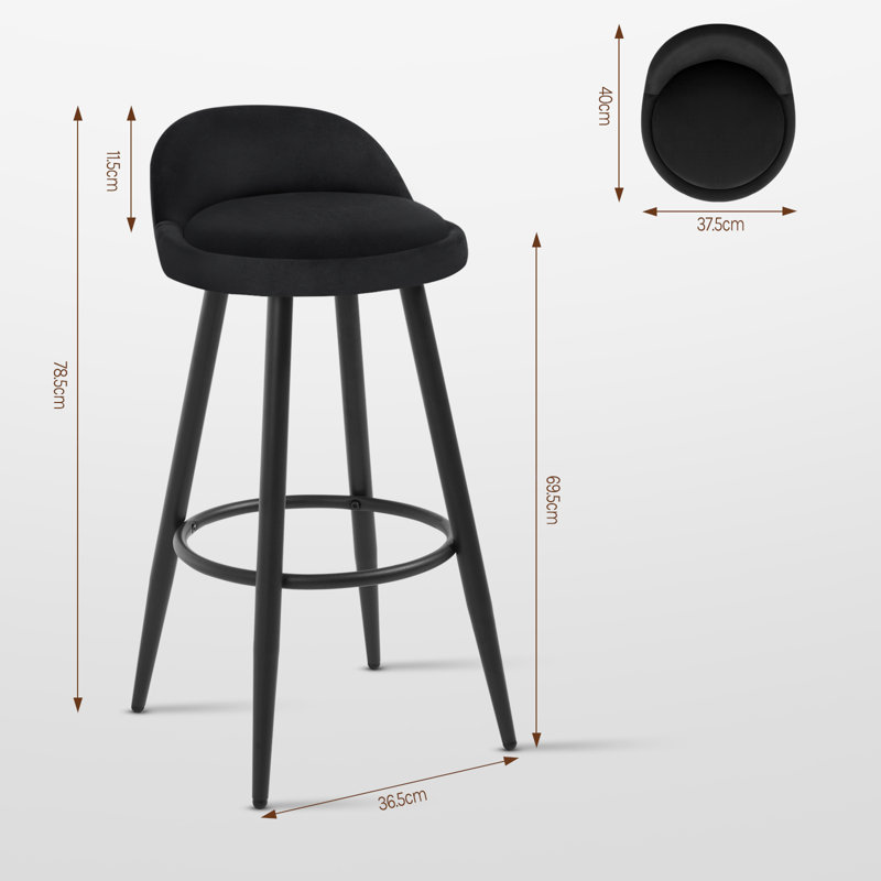 Askern Upholstered Counter Stool, Black, 2