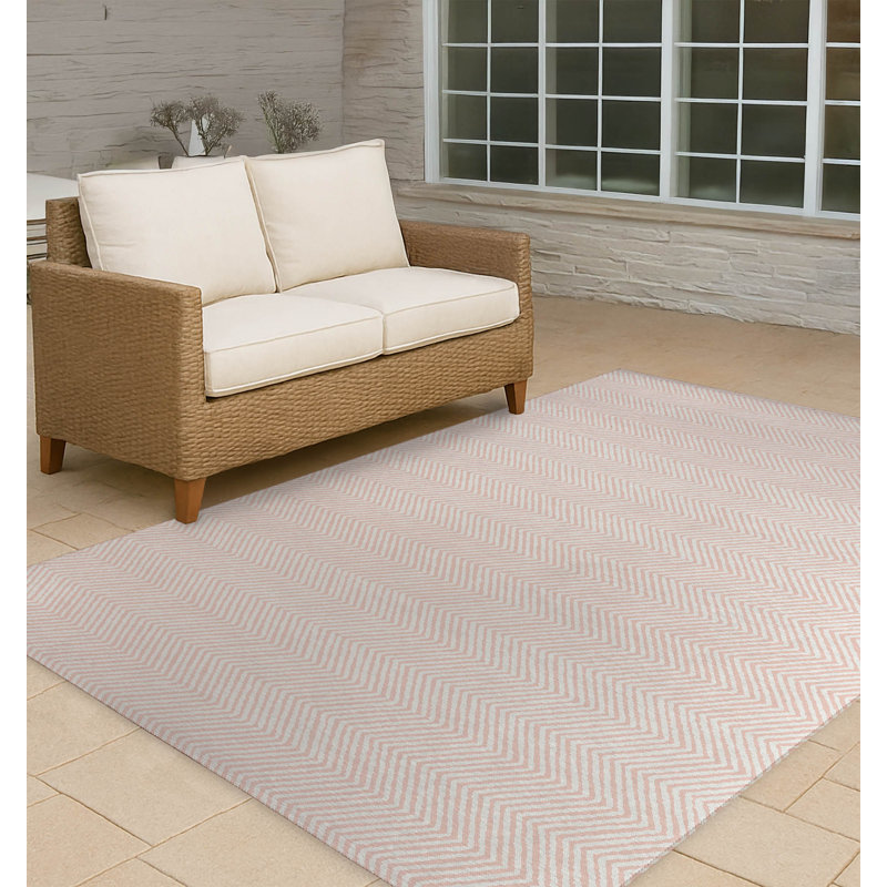 Chevron Groove Non-Slip Outdoor Rug, Rectangle 5' x 7'