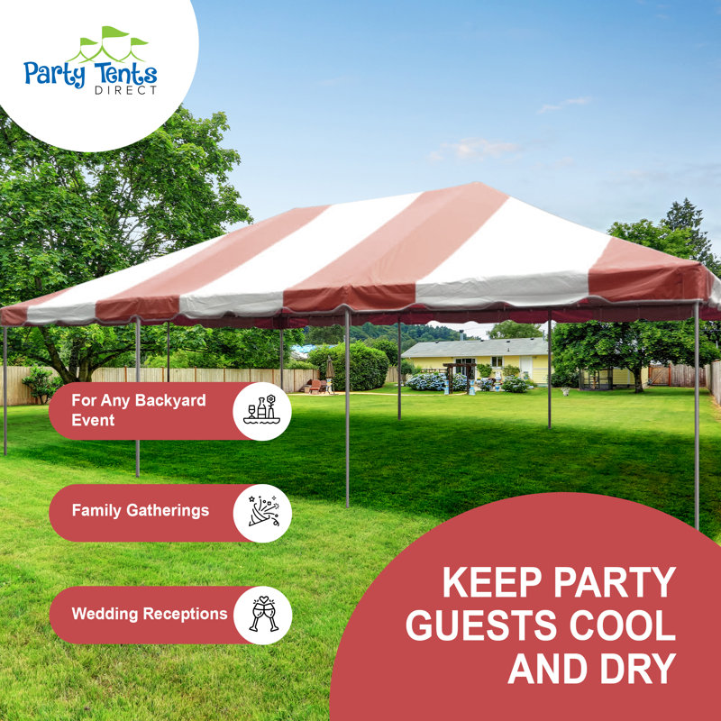 Red and White Galvanized Steel 20' x 40' Party Tent