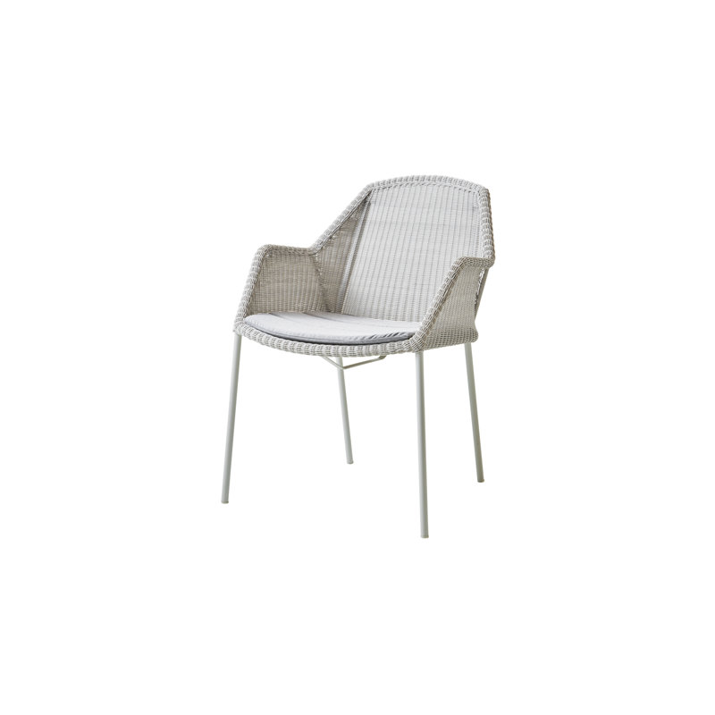Breeze Stacking Patio Dining Armchair with Cushion, Black, Gray