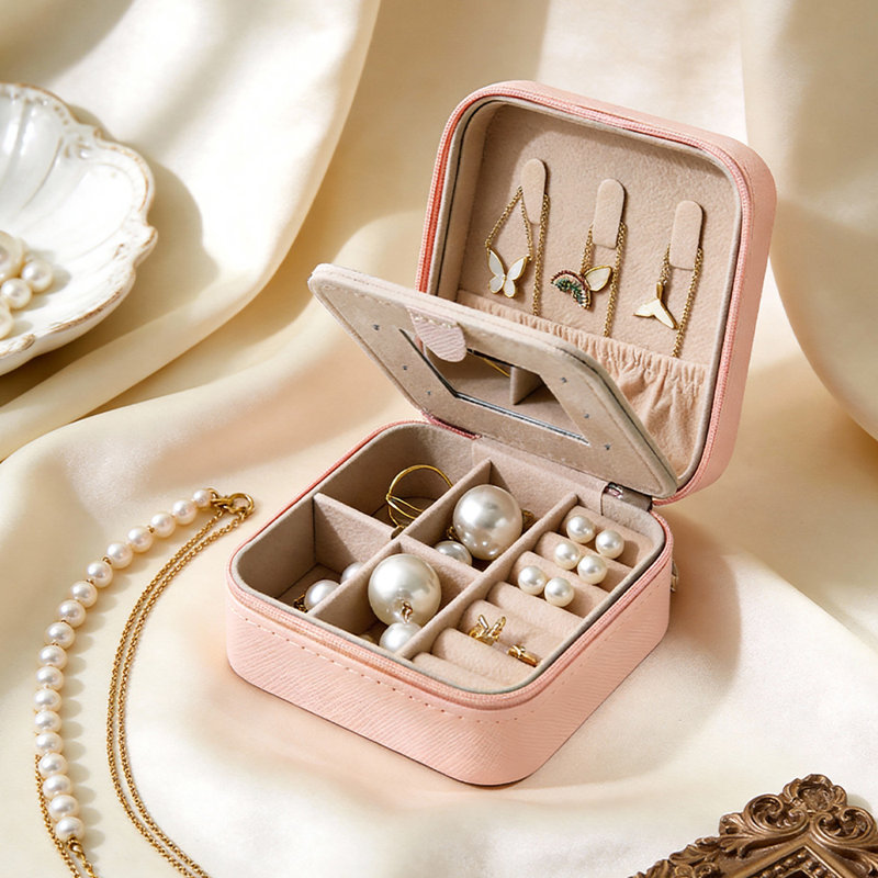 Jewellery Box + Dividers, Pink