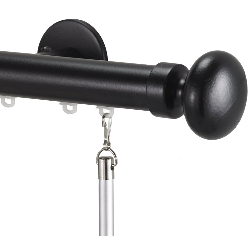 Tringle à rideaux simple 1,13 po Noelani, H 2,3 po x l 132 po x P 3,5 po, Noir