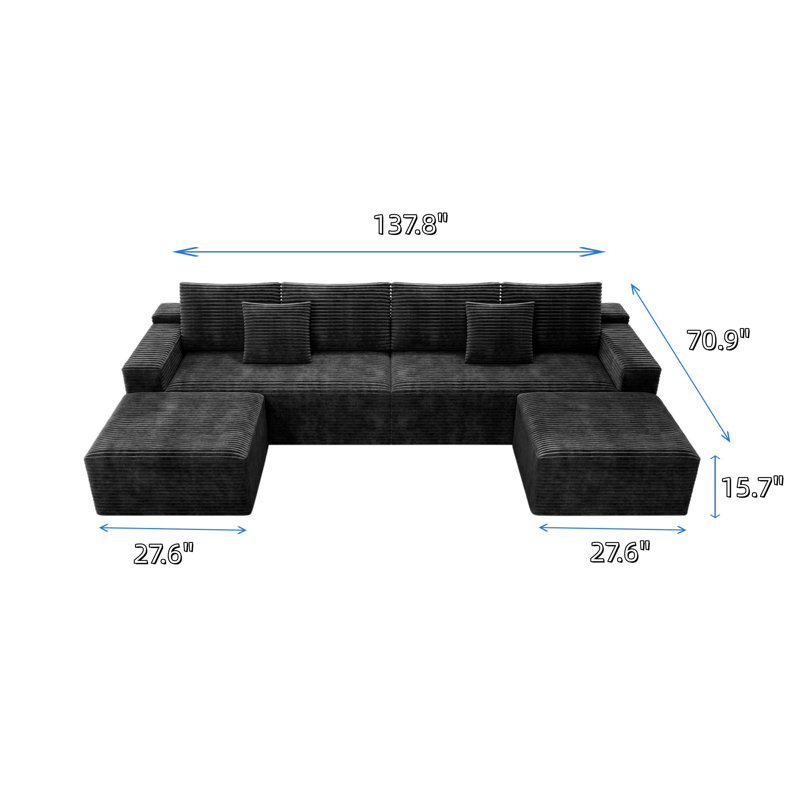 Canapé modulaire de 137,8 po
