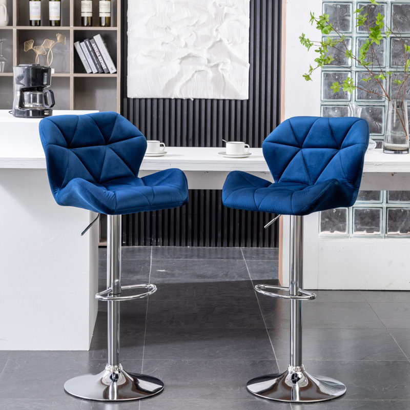 Velours pivotant à losanges, bleu 2 - Hauteur réglable pour plus de confort