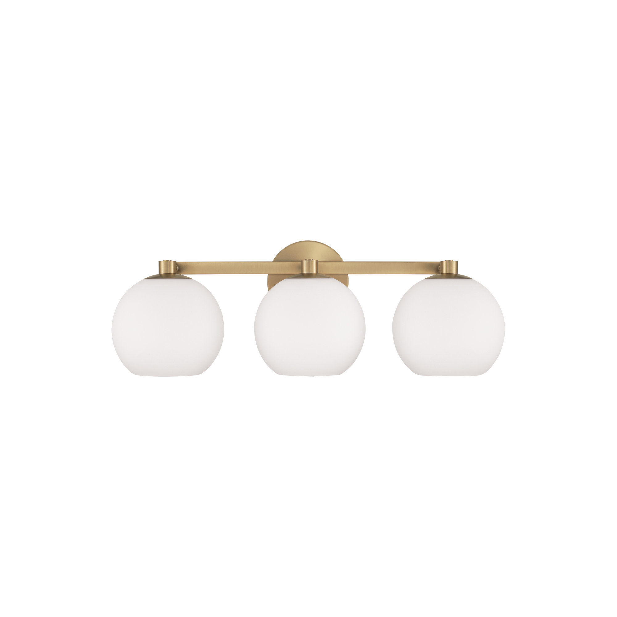 Ansley 3 Light Frosted Dimmable Vanity Light, Aged Brass