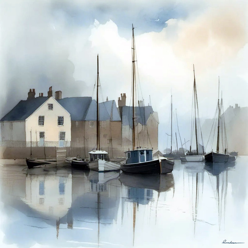 Art mural sur toile Harbour Tranquility, H 30 po x l 30 po x P 1,5 po